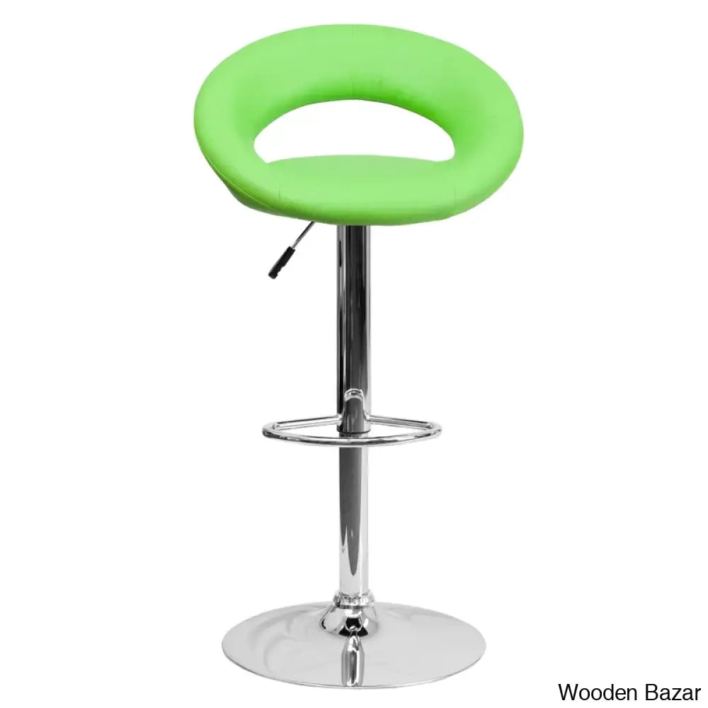 Contemporarylo Vinyle Swivel Rounded Orbit-Style Back Adjustable Height Counter And Bar Stool With