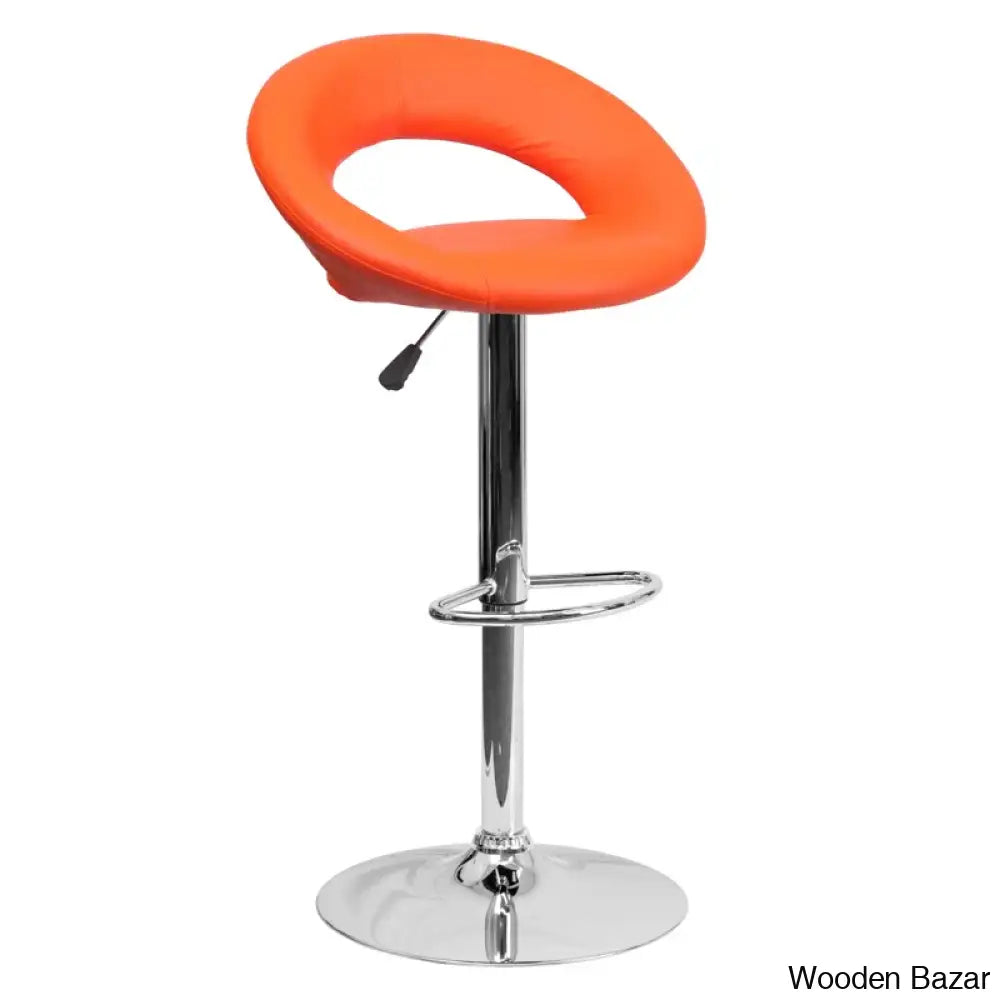 Contemporarylo Vinyle Swivel Rounded Orbit-Style Back Adjustable Height Counter And Bar Stool With