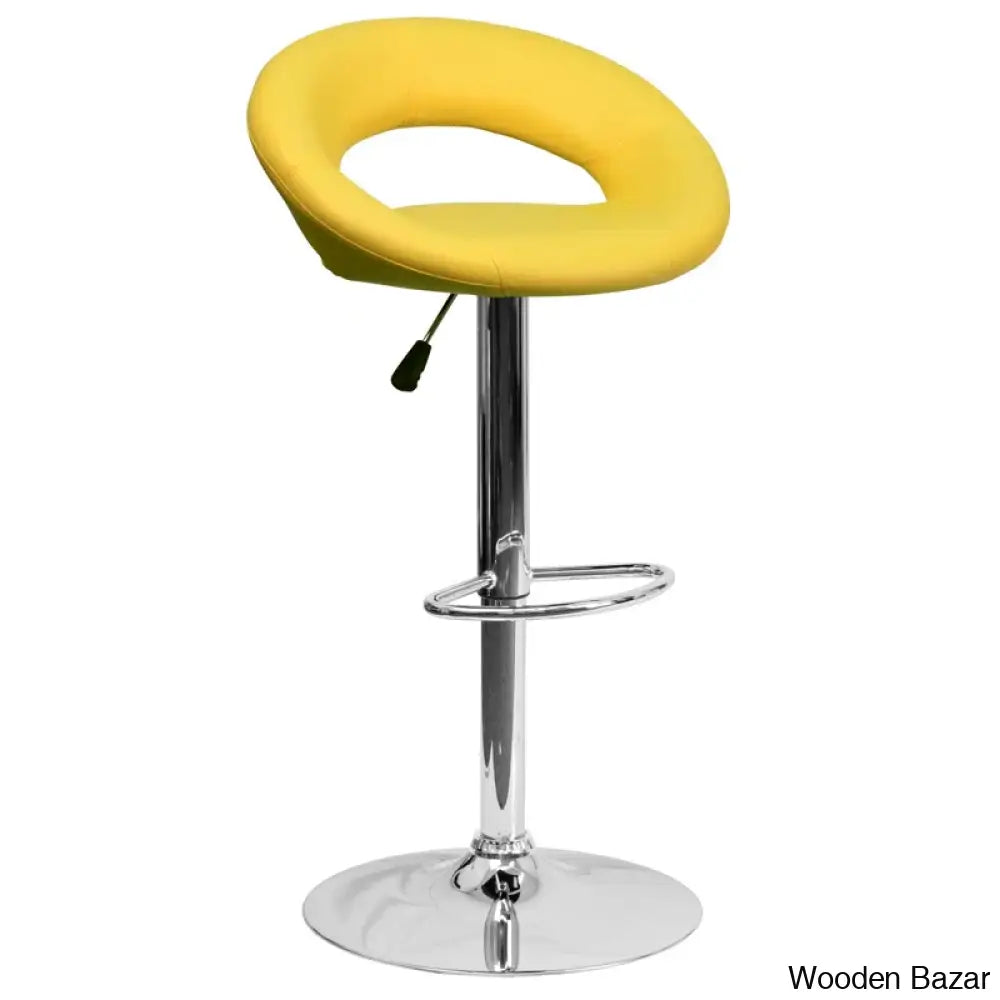 Contemporarylo Vinyle Swivel Rounded Orbit-Style Back Adjustable Height Counter And Bar Stool With