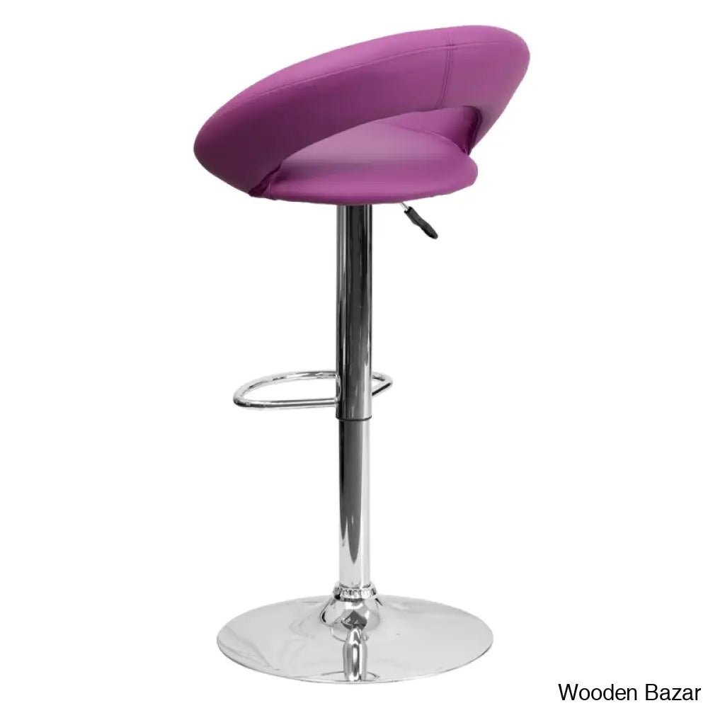 Contemporarylo Vinyle Swivel Rounded Orbit-Style Back Adjustable Height Counter And Bar Stool With