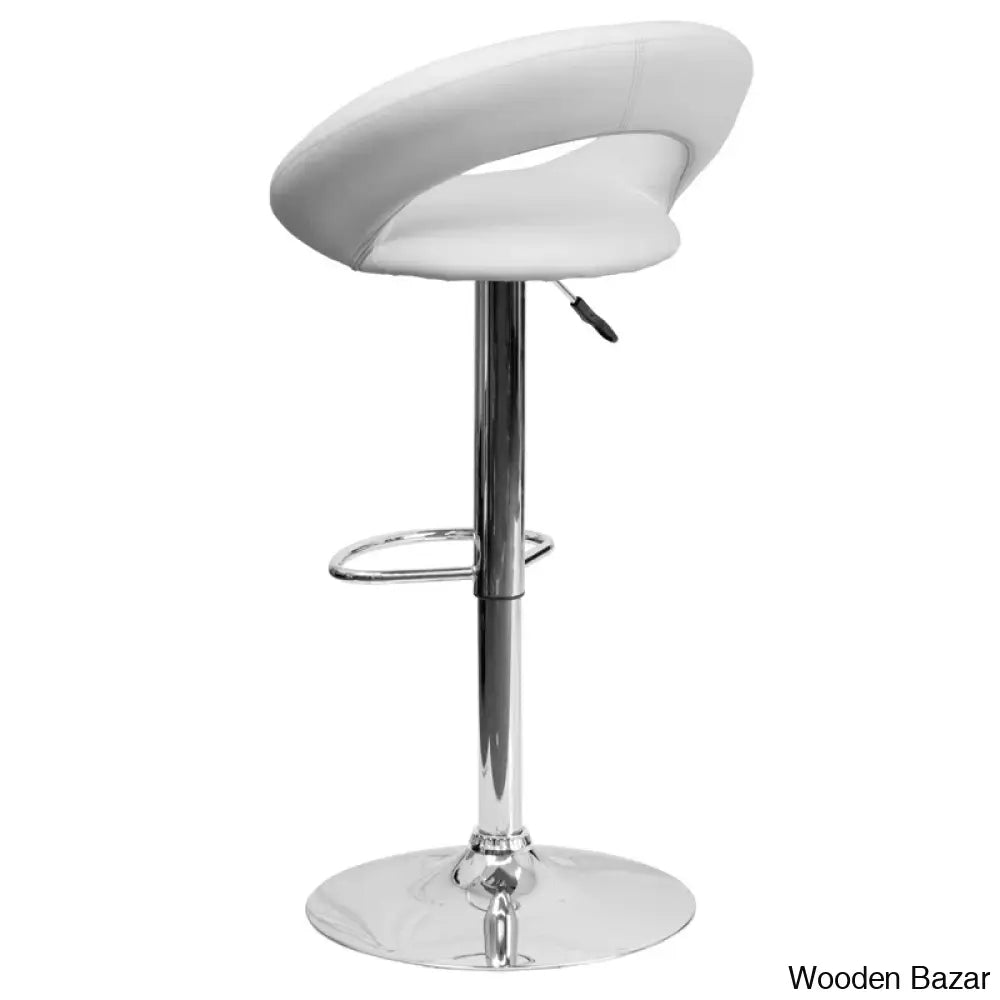 Contemporarylo Vinyle Swivel Rounded Orbit-Style Back Adjustable Height Counter And Bar Stool With