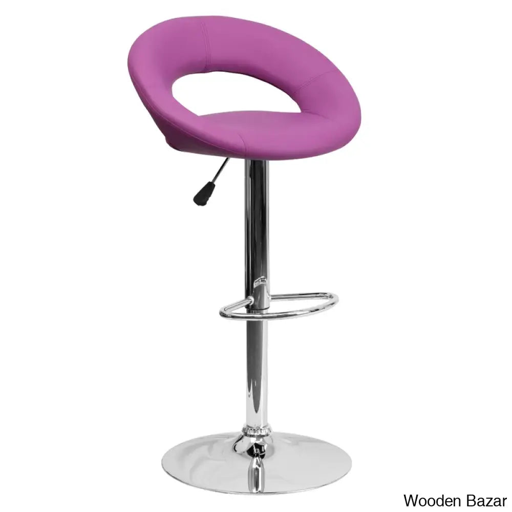 Contemporarylo Vinyle Swivel Rounded Orbit-Style Back Adjustable Height Counter And Bar Stool With