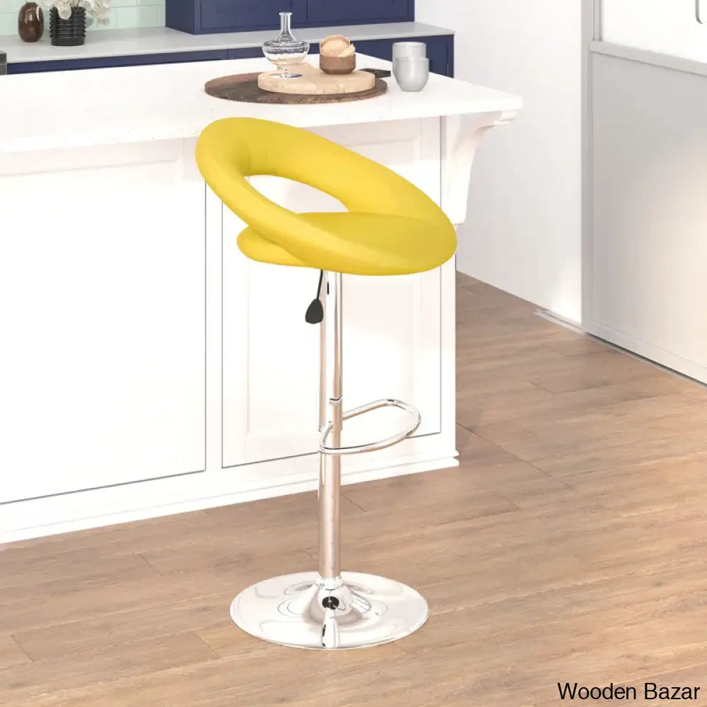 Contemporarylo Vinyle Swivel Rounded Orbit-Style Back Adjustable Height Counter And Bar Stool With