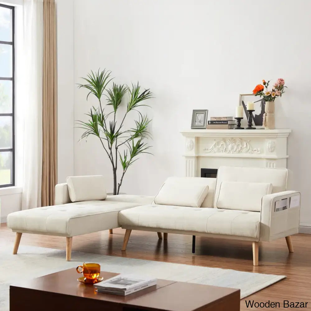 Convertible Sectional Sofa Sleeper Left Facing L-Shaped Counch For Living Room