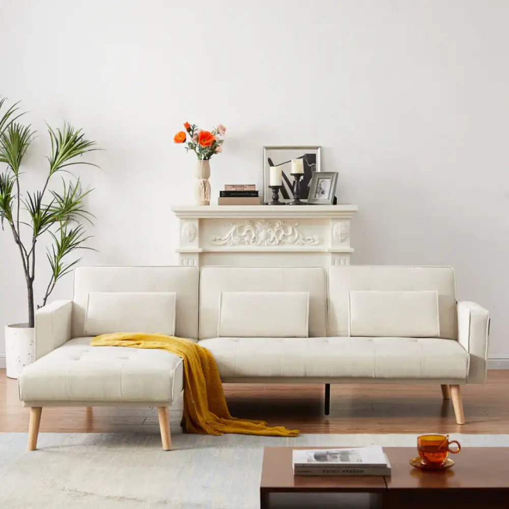 Convertible Sectional Sofa Sleeper Left Facing L-Shaped Counch For Living Room