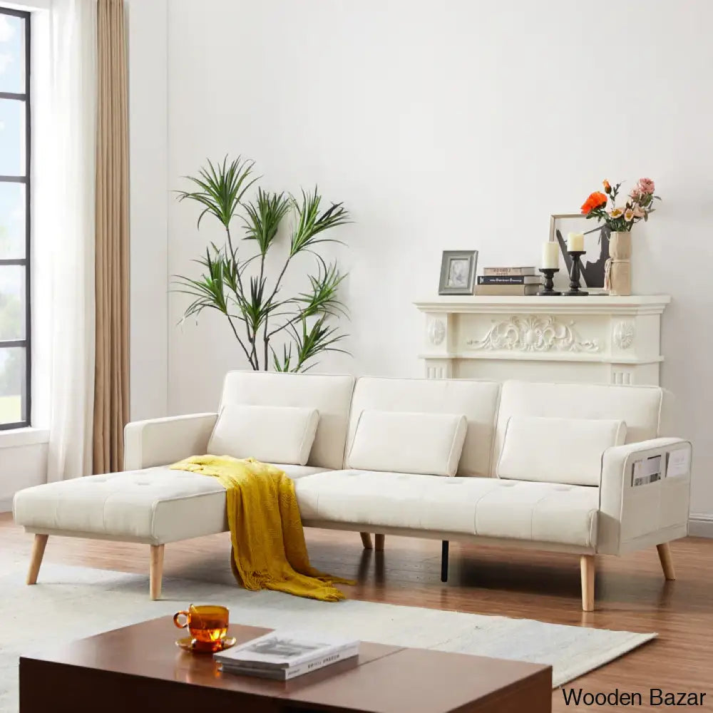 Convertible Sectional Sofa Sleeper Left Facing L-Shaped Counch For Living Room