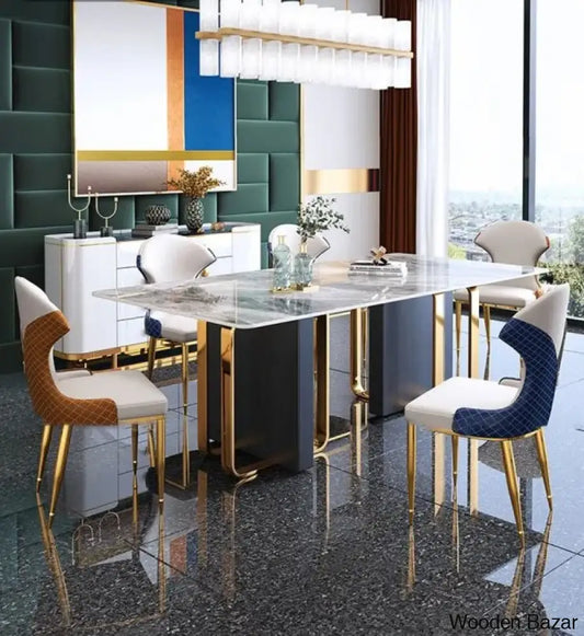 Cook Royal 4 Seater Dining Table Set With Black Marble Top