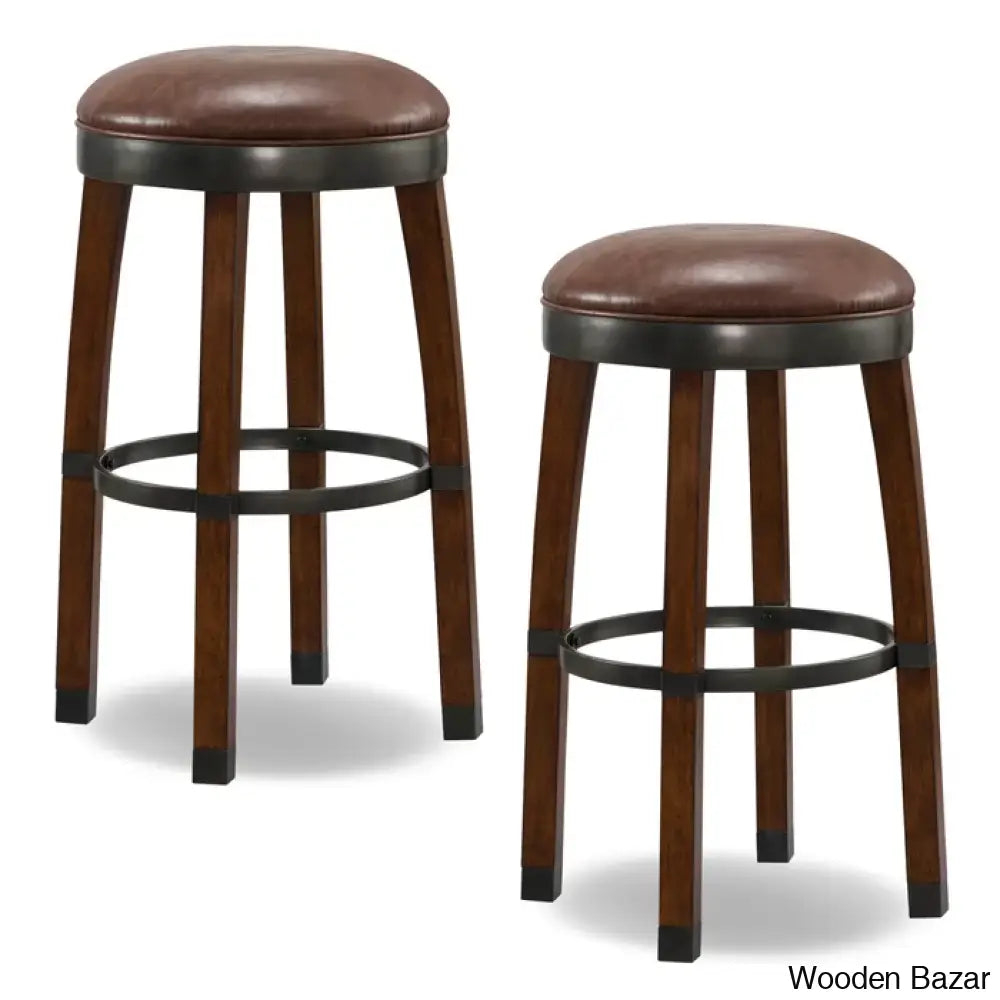 Coomeso Swivel Upholstered Counter And Bar Stool With Solid Wood Frame (Set Of 2)