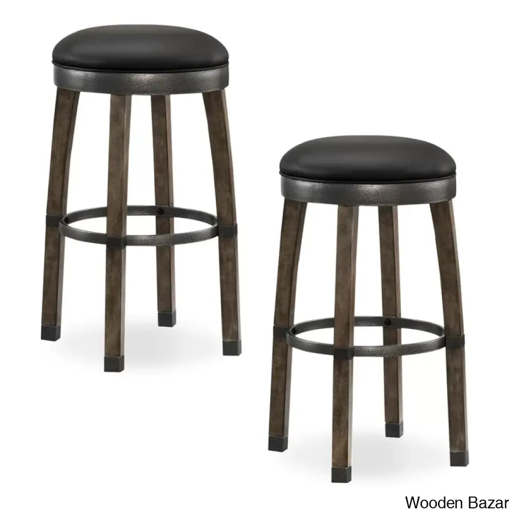 Coomeso Swivel Upholstered Counter And Bar Stool With Solid Wood Frame (Set Of 2)