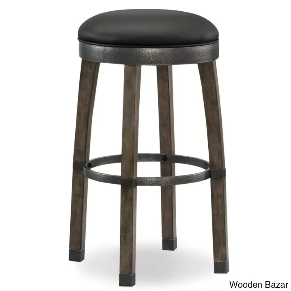 Coomeso Swivel Upholstered Counter And Bar Stool With Solid Wood Frame (Set Of 2)