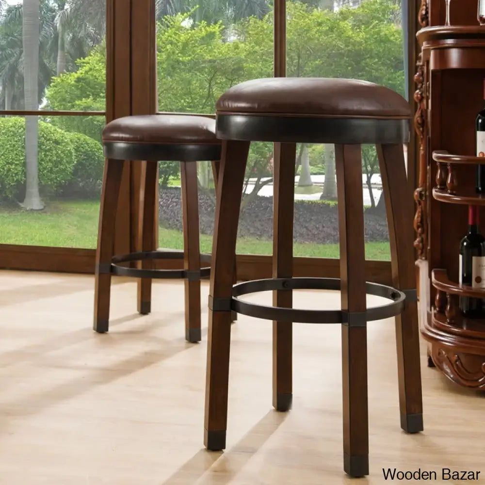 Coomeso Swivel Upholstered Counter And Bar Stool With Solid Wood Frame (Set Of 2) Sienna / Sable