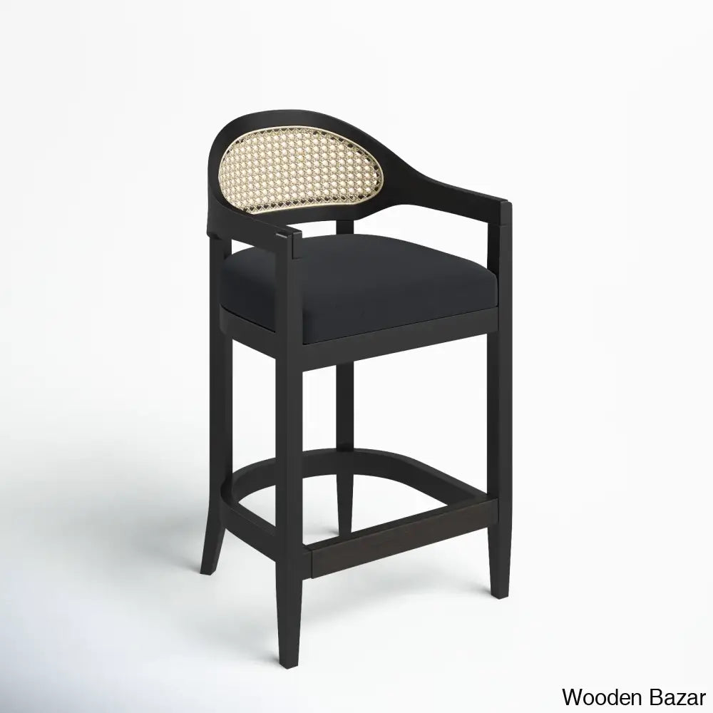 Copleys Swivel Cane Counter And Bar Stool Jet Black Basketweave / Bar 30.5’’