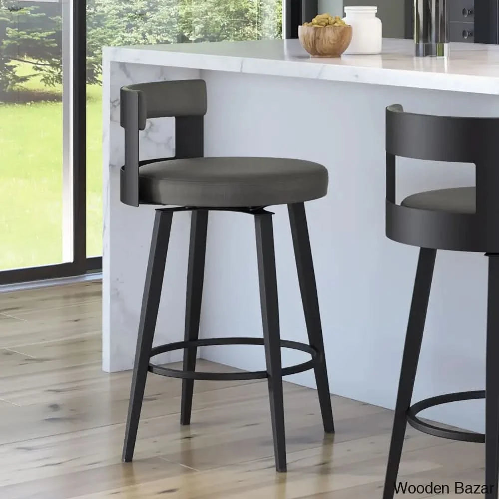 Cordas Swivel Upholstered Counter Bar Stool – Wooden Bazar