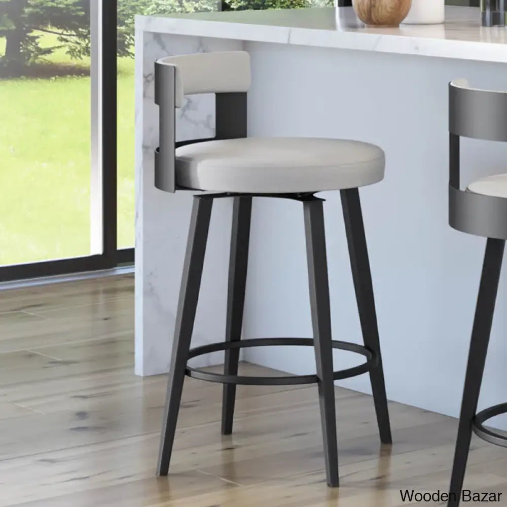 Cordas Swivel Upholstered Counter & Bar Stool Black / Light Gray (30.5’’ Seat Height)