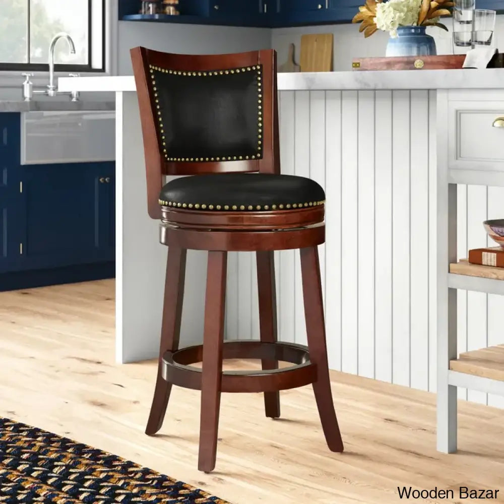 Coriyahz Swivel Upholstered Counter Stool With Solid Wood Frame Set Of 2