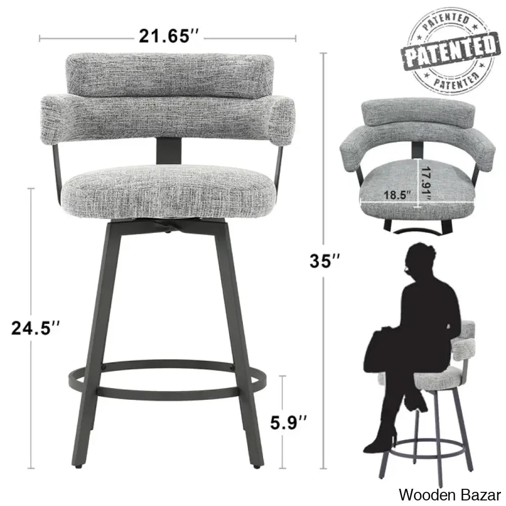 Corri Swivel Full Back Counter And Bar Stool Height Upholstered Metal (Set Of 2)