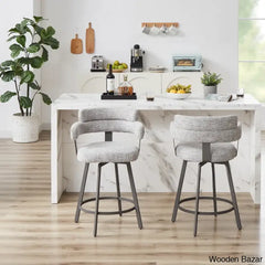 Corri Swivel Full Back Counter And Bar Stool Height Upholstered Metal (Set Of 2)