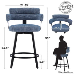 Corri Swivel Full Back Counter And Bar Stool Height Upholstered Metal (Set Of 2)