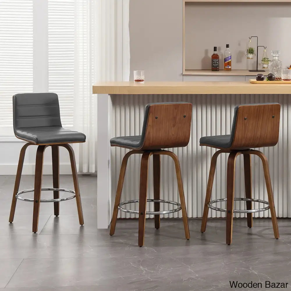 Corria Swivel Upholstered Counter & Bar Stool (Set Of 3) Gray / (26’’ Seat Height)