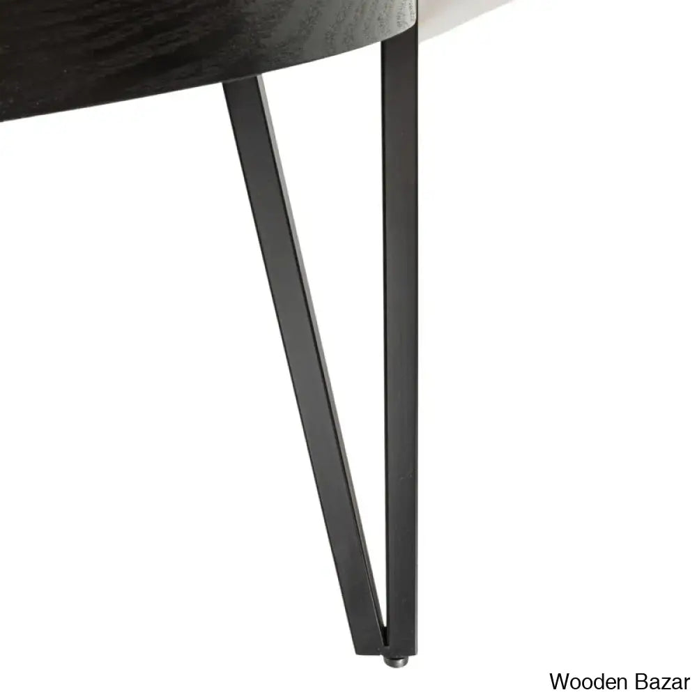 Corvallise Round Wood Side Coffee Table With Metal Hairpin Legs And Center Table