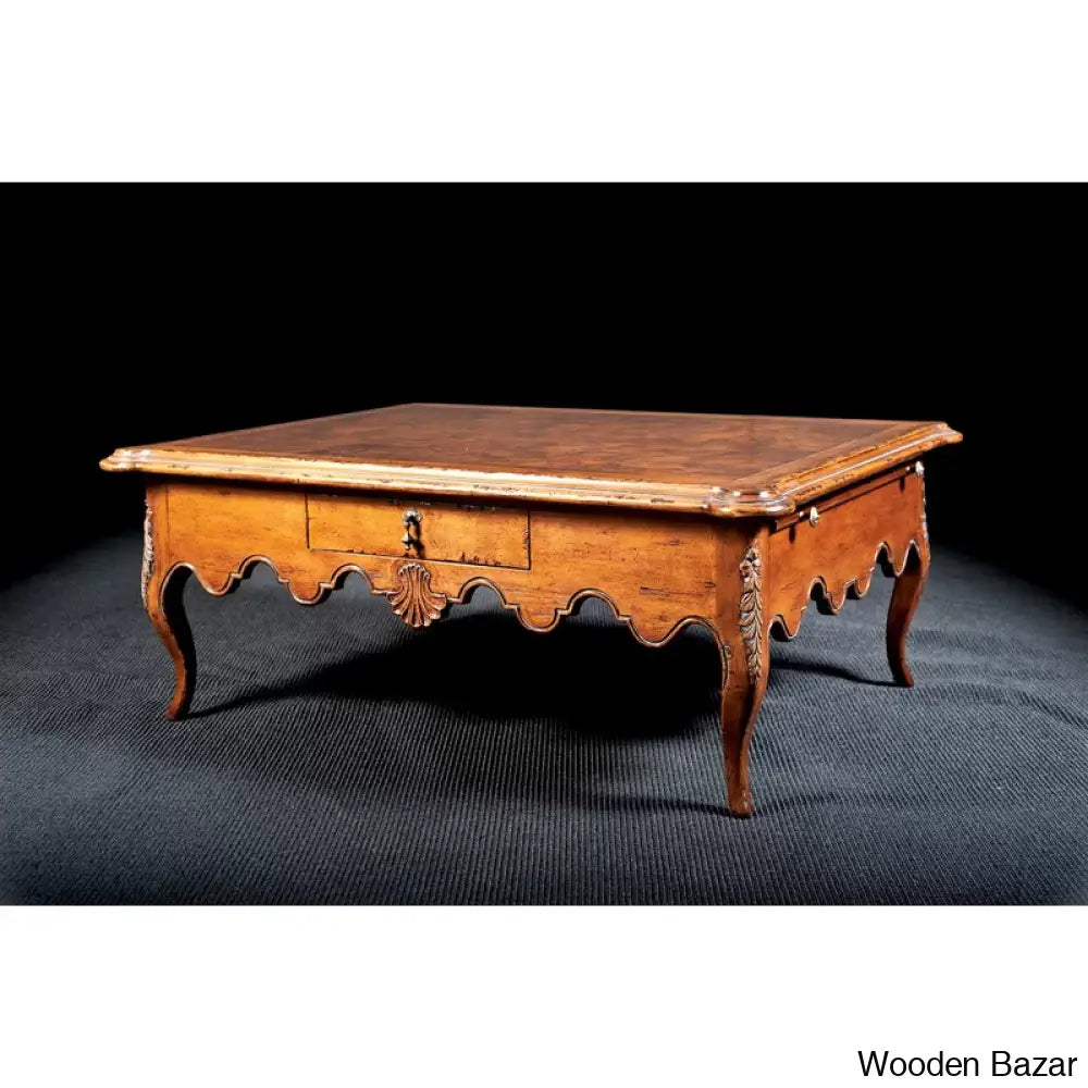 Country French Solid Wood Coffee And Center Table Burl