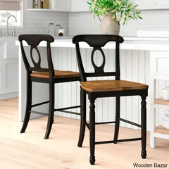 Courtdalen Swivel Solid Wood 24’’ Counter And Bar Stool (Set Of 2) Brown/Black