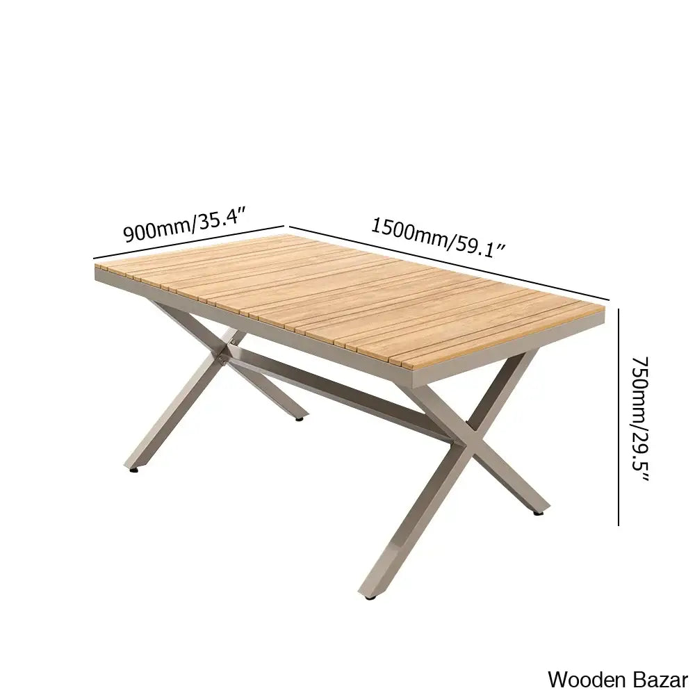 Cowden Luxury 6 Seater Outdoor Dining Set With Wood-Top Trestle Table Stylish Woven Rattan Armchairs