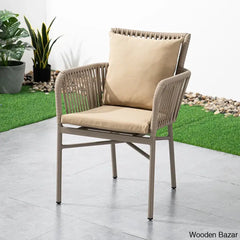 Cowden Luxury 6 Seater Outdoor Dining Set With Wood-Top Trestle Table Stylish Woven Rattan