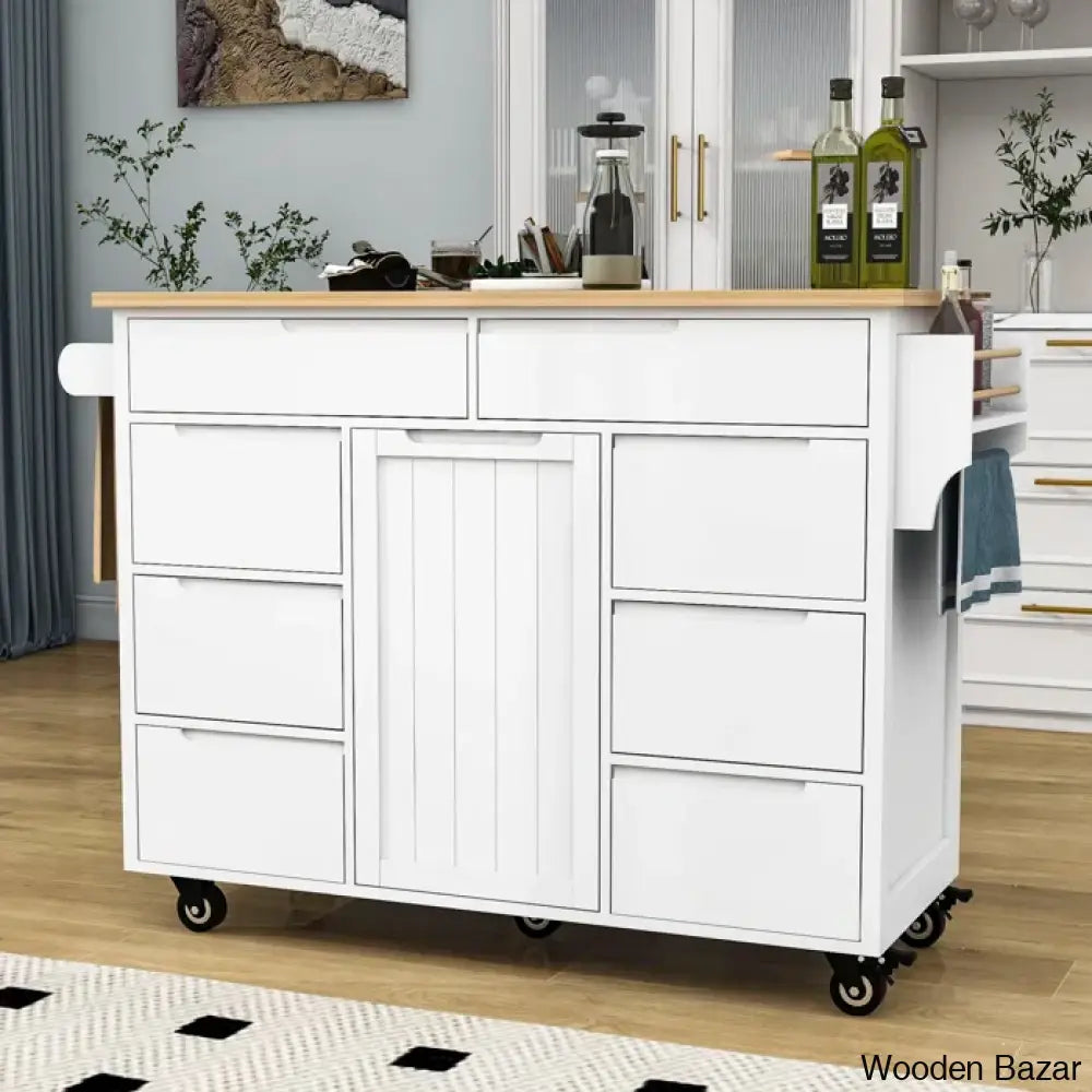 Crader Wood Kitchen Cart Trolley Cart Cabinet Kitchen Island With Storage