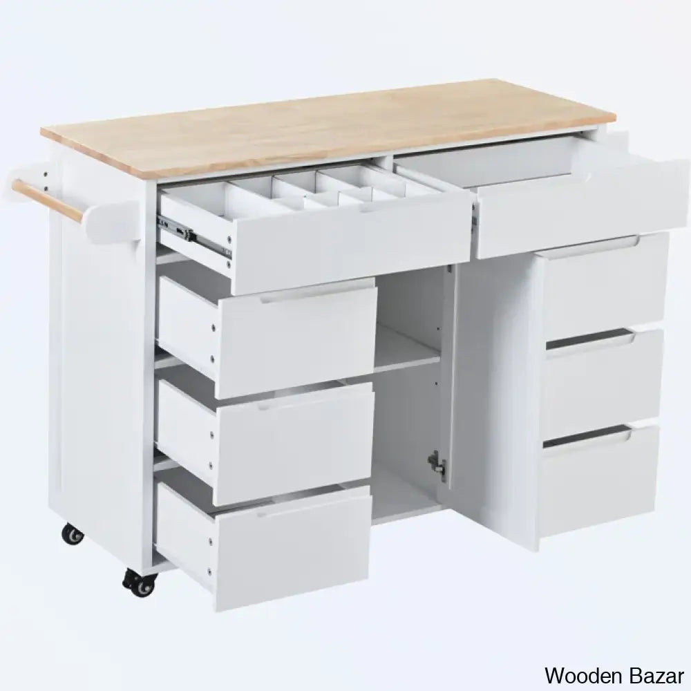 Crader Wood Kitchen Cart Trolley Cart Cabinet Kitchen Island With Storage