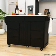 Crader Wood Kitchen Cart Trolley Cart Cabinet Kitchen Island With Storage