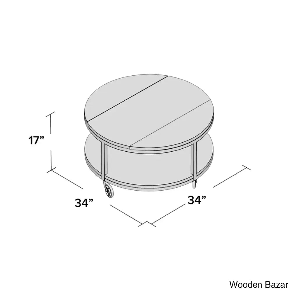 Creola Wheel Coffee Table With Storage And Center