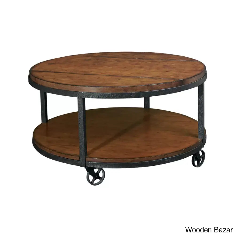 Creola Wheel Coffee Table With Storage And Center