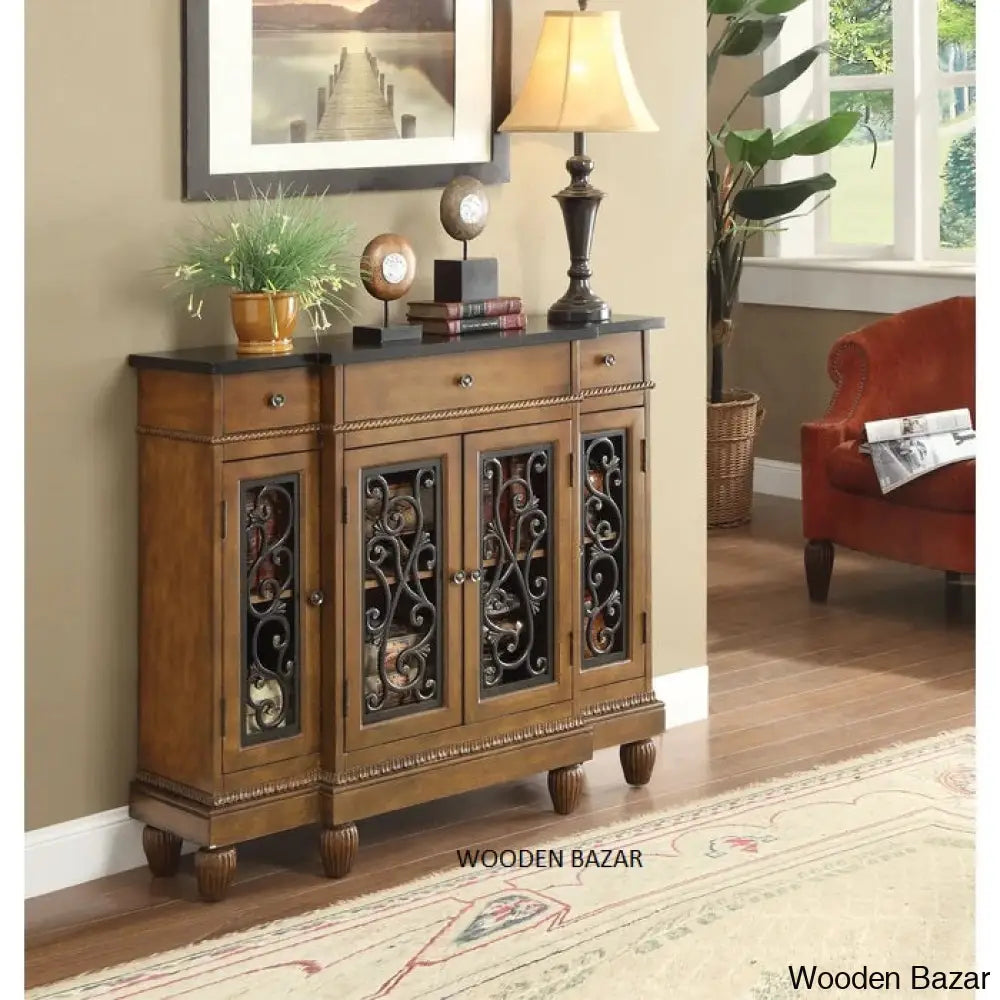 Carved Wood Accent Table - Console Table