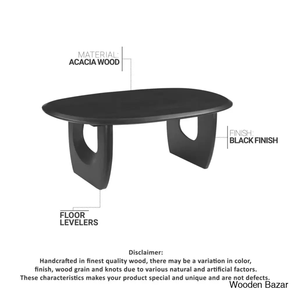 Cumuberledge Black Wooden Coffee And Center Table