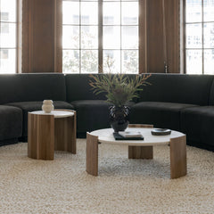 Evator Curved Wood Legs Coffee Table - Wooden Bazar