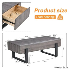 Dacye Farmhouse Coffee And Center Table With A Drawer