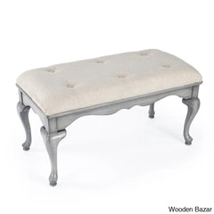 Daena Modern Grace Upholstered Bench - Wooden Bazar Powder Grey