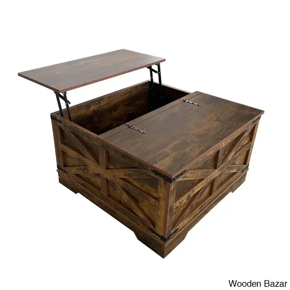 Dahlquisto Farmhouse Square Storage Coffee And Center Table With Hinged Lift Top