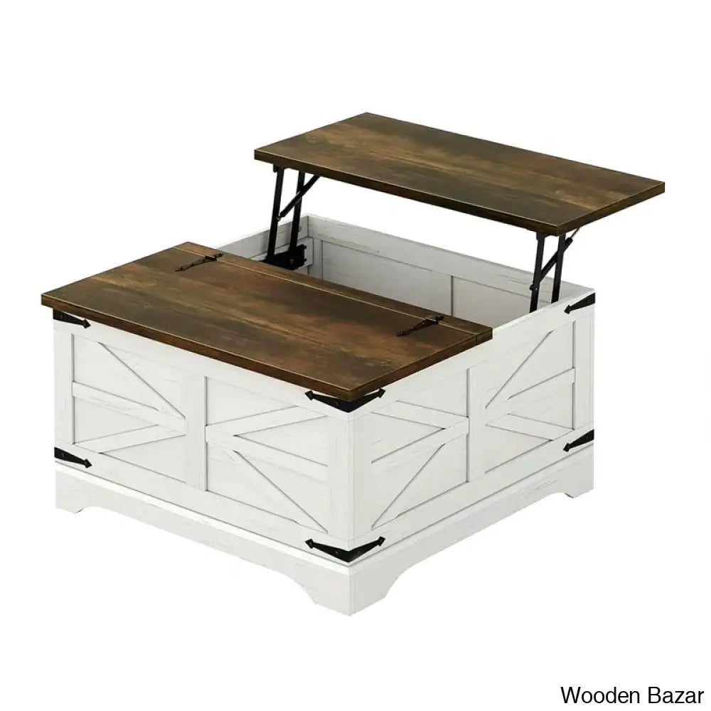 Dahlquisto Farmhouse Square Storage Coffee And Center Table With Hinged Lift Top