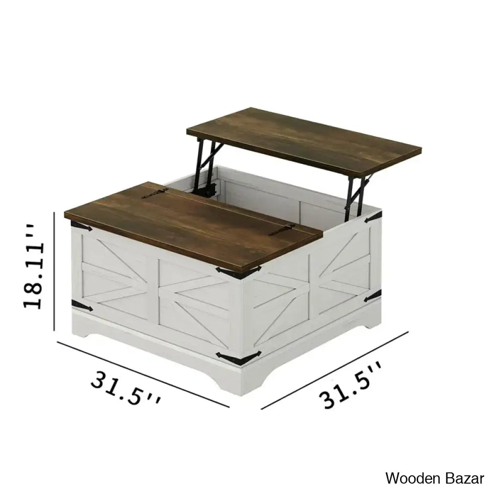 Dahlquisto Farmhouse Square Storage Coffee And Center Table With Hinged Lift Top