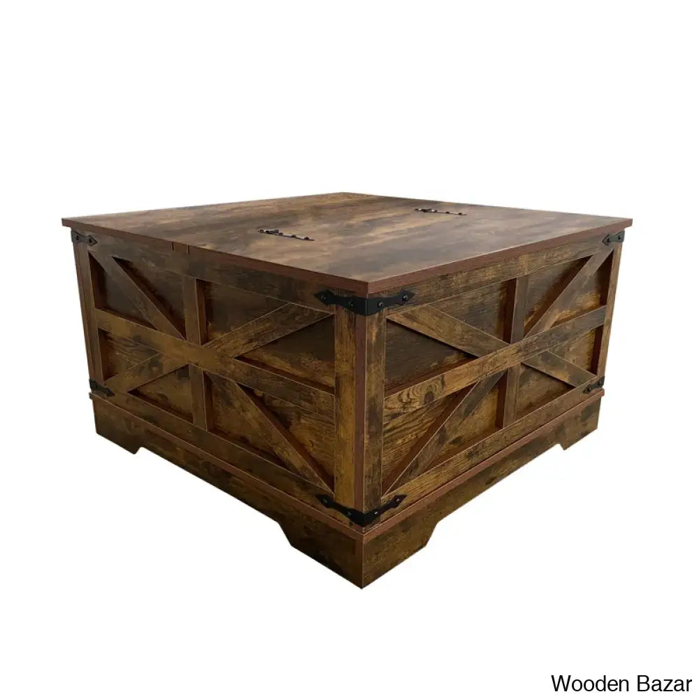 Dahlquisto Farmhouse Square Storage Coffee And Center Table With Hinged Lift Top