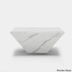 Daineray Modern Drum Coffee And Center Table Trapezoid Faux Marble Fully-Assembled