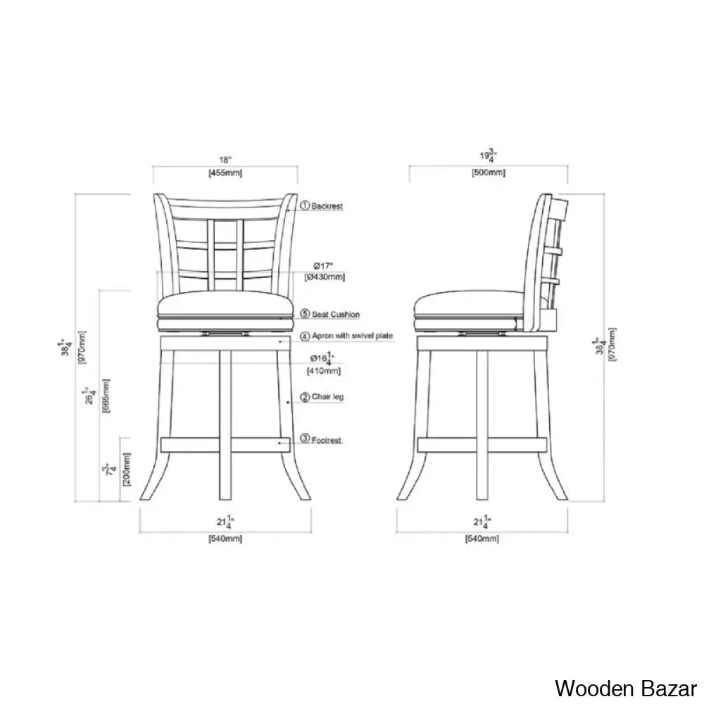 Darb Swivel Upholstered Counter And Bar Stool With Solid Wood Frame