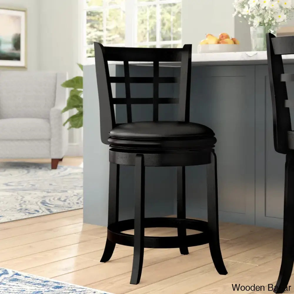 Darb Swivel Upholstered Counter And Bar Stool With Solid Wood Frame Black / (24’’ Seat Height)