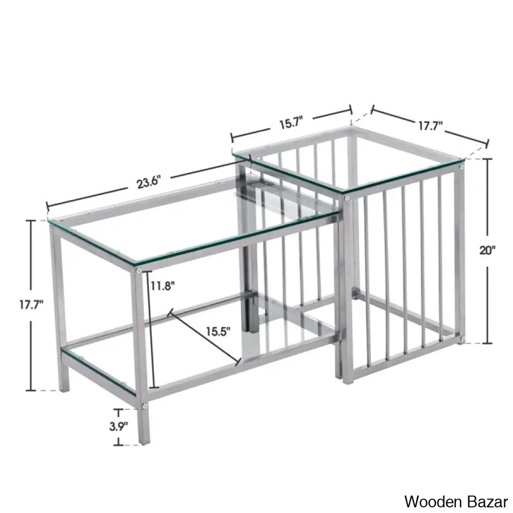 Dardan Modern Glass Nesting Coffee And Center Tables