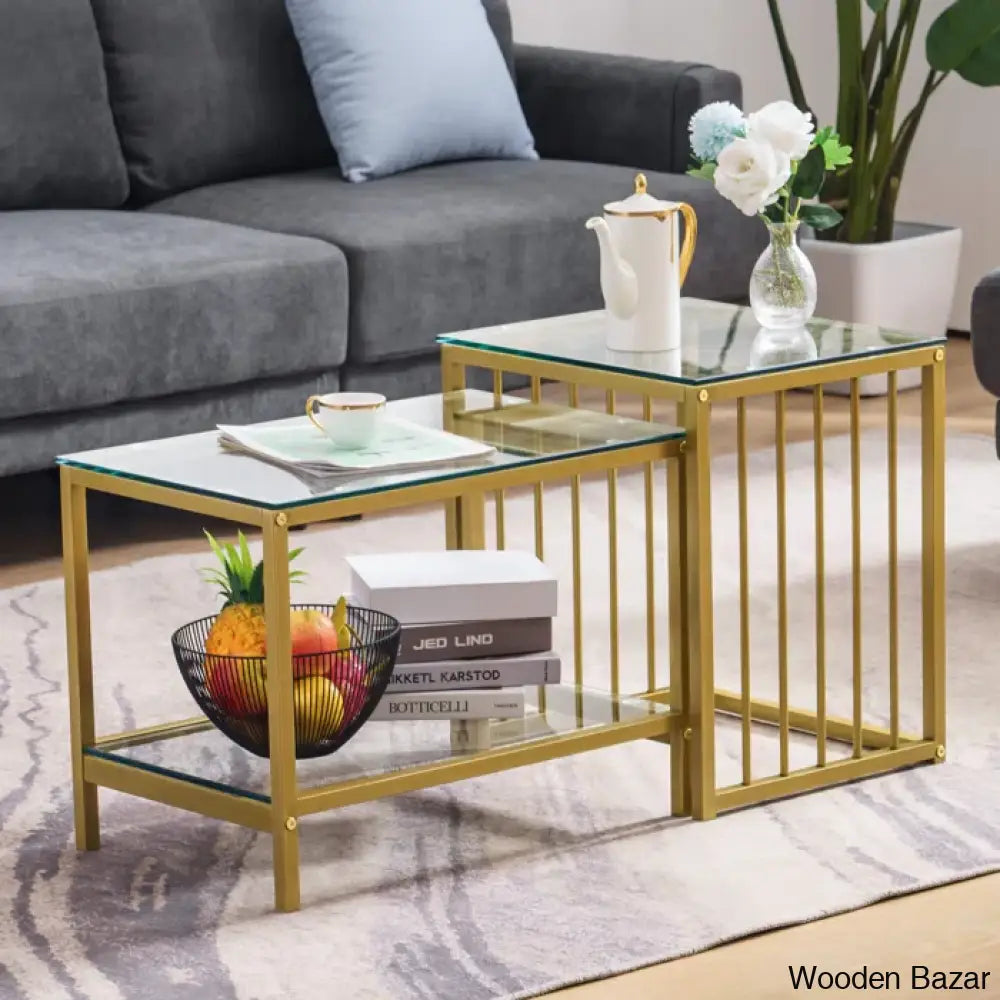 Dardan Modern Glass Nesting Coffee And Center Tables