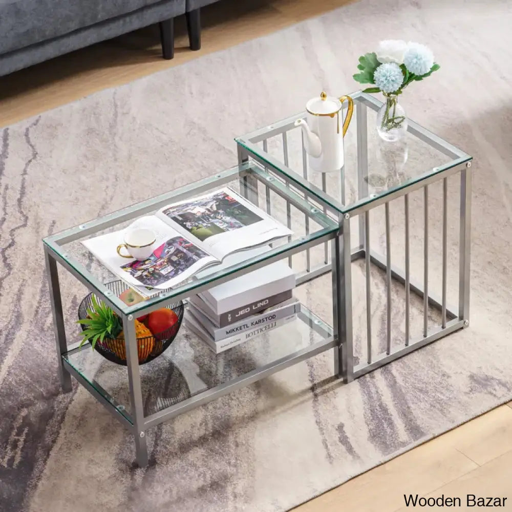 Dardan Modern Glass Nesting Coffee And Center Tables