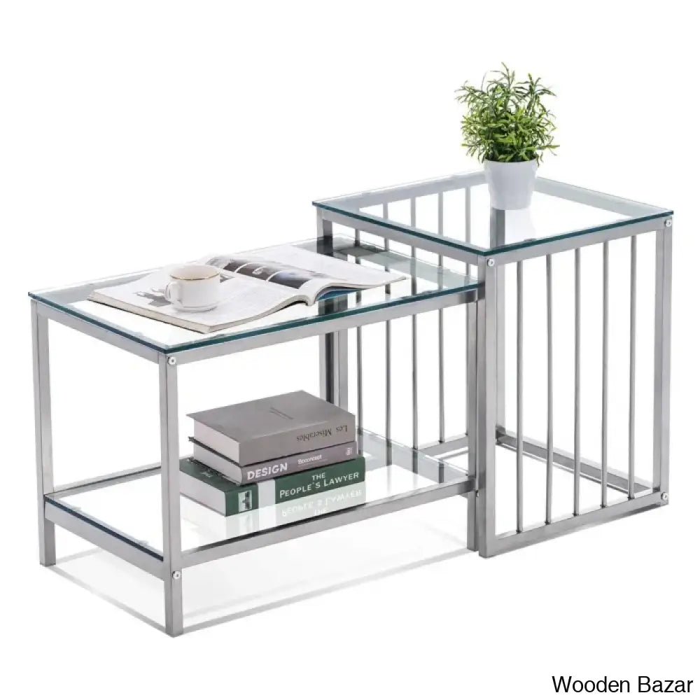 Dardan Modern Glass Nesting Coffee And Center Tables