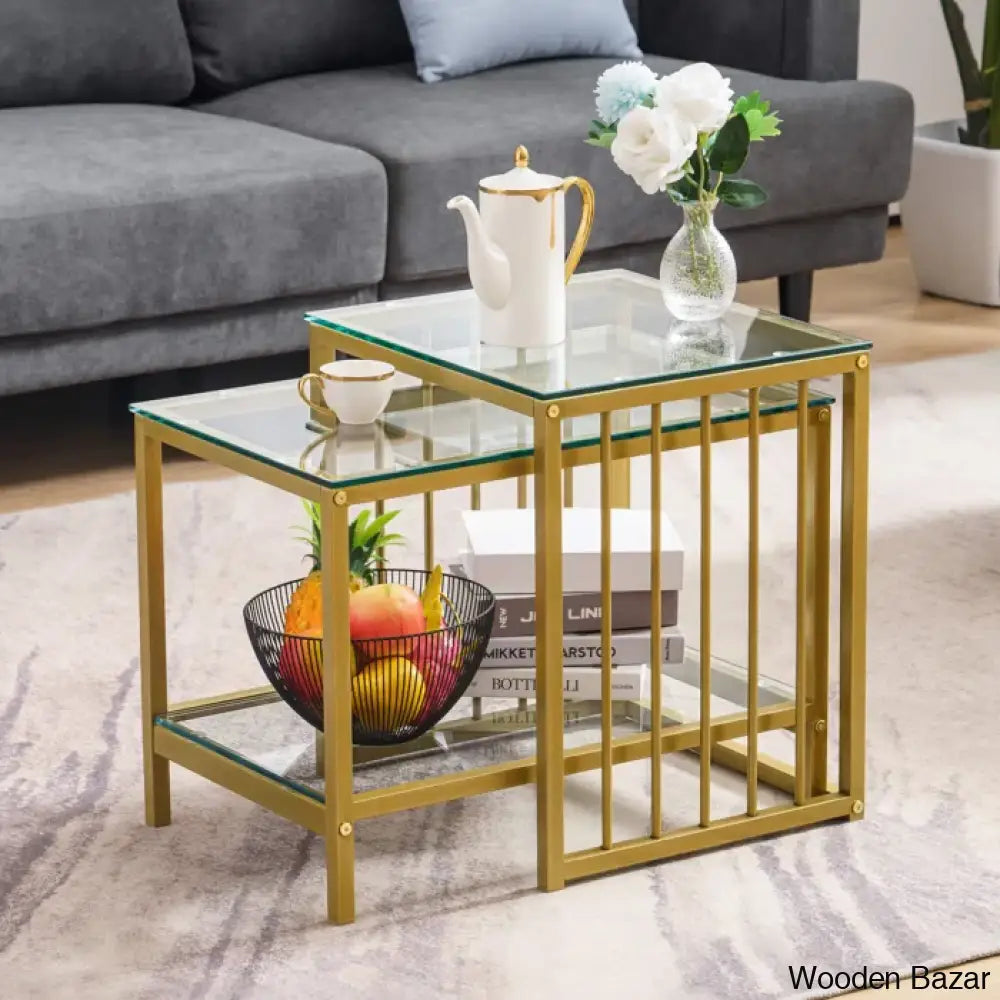 Dardan Modern Glass Nesting Coffee And Center Tables